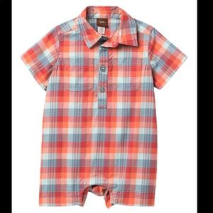 NWT Tea Collection, dressy plaid buttoned romper